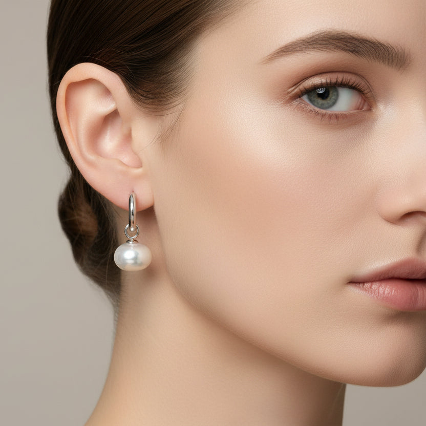 Luna Pearl Hoop Earrings