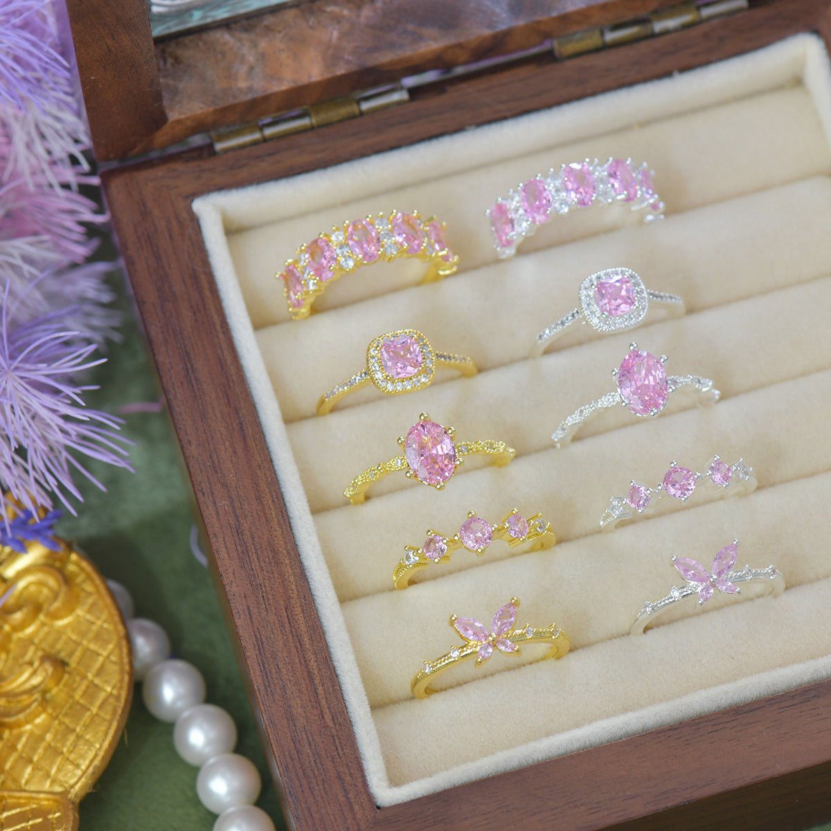 Rosaline Halo Ring in Gold