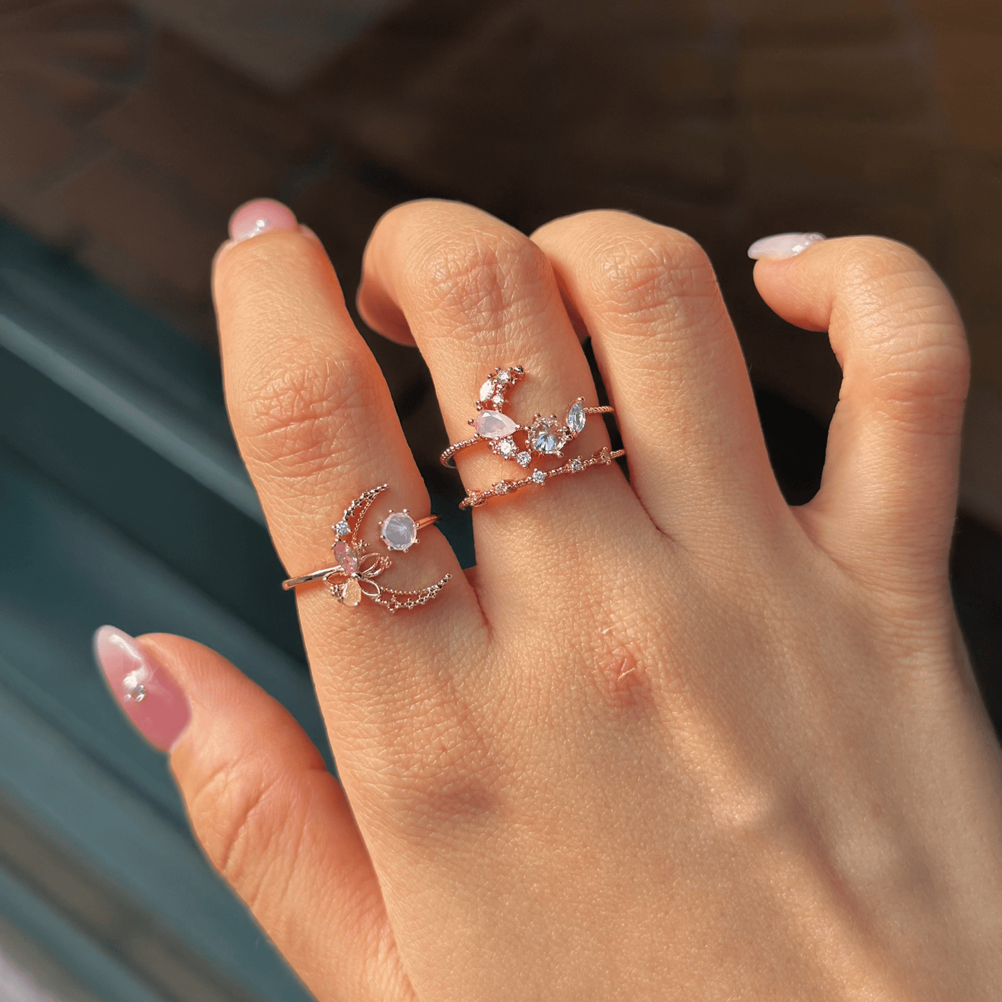 Rosy Moonflower Ring