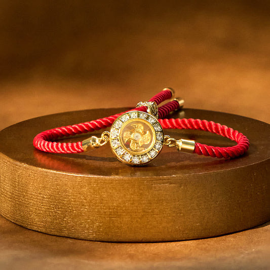 Rotatable Copper Brass Windmill Red String Faith Bracelet