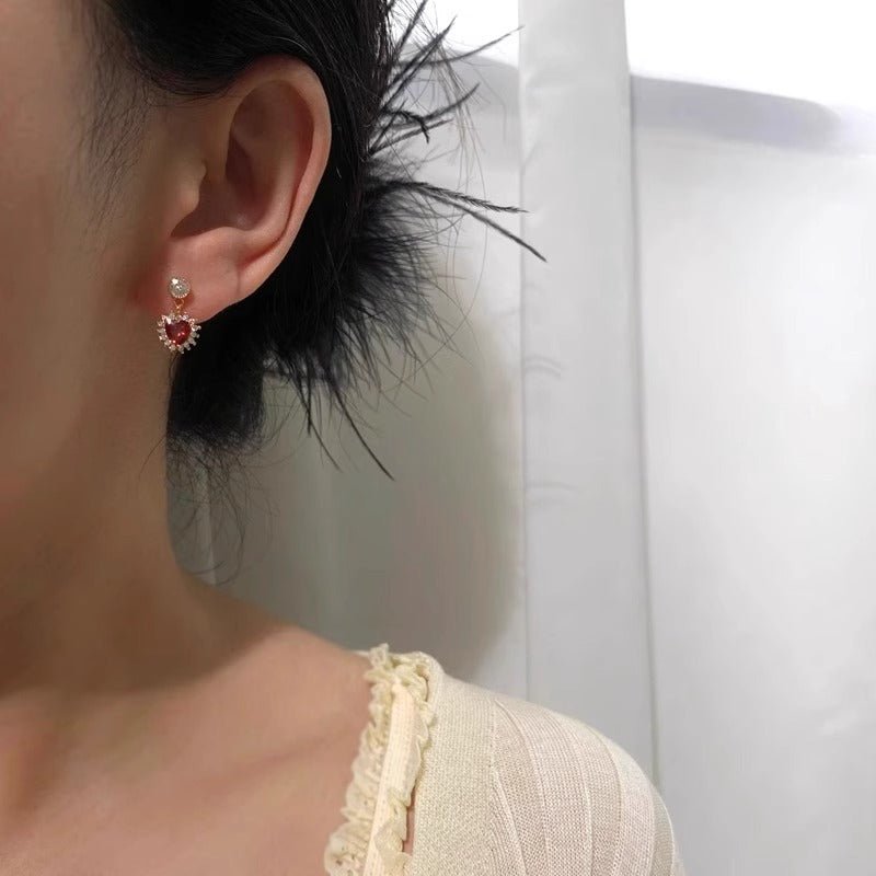 Rouge Heart Earrings in Rose Gold