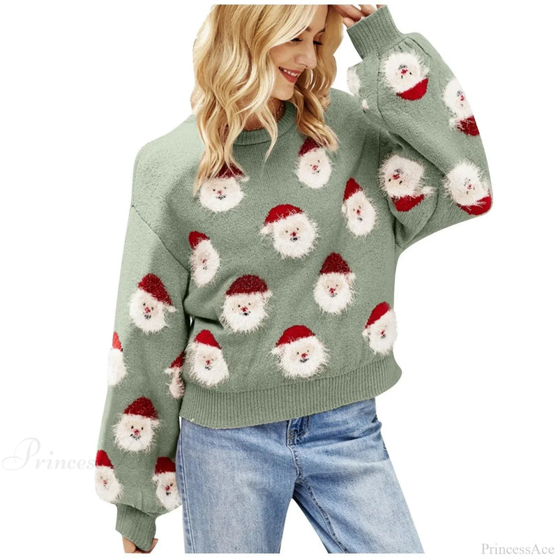 Pink Sequin Long Sleeve Blouse Ugly Santa Claus Hoodie Christmas Sweater