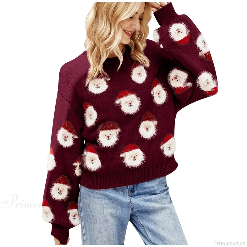 Pink Sequin Long Sleeve Blouse Ugly Santa Claus Hoodie Christmas Sweater