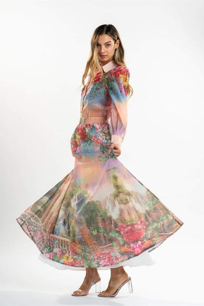 Roxanne Printed Blouse Set