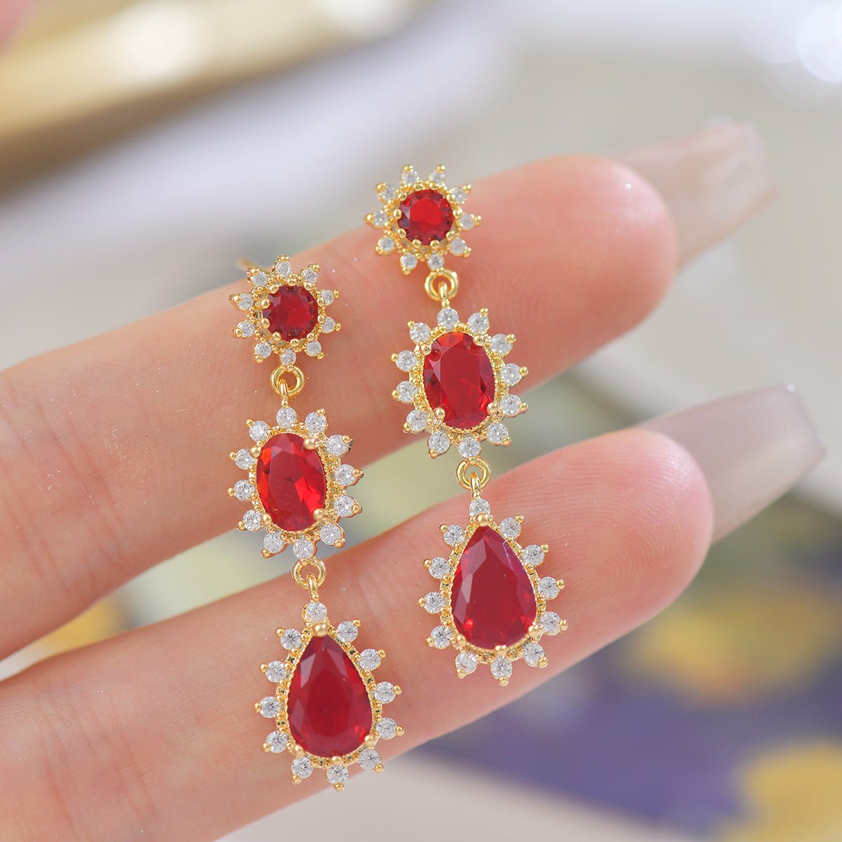 Rosa Ruby Drop Earrings