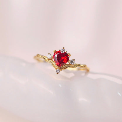 Ruby Heart Tiara Ring