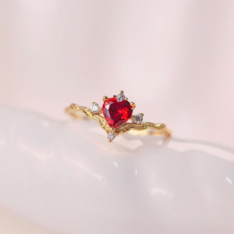 Ruby Heart Tiara Ring
