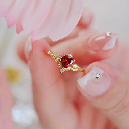Ruby Heart Tiara Ring