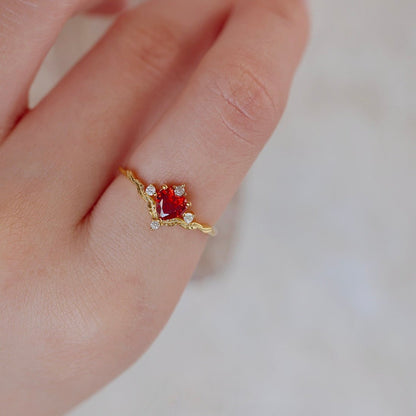 Ruby Heart Tiara Ring