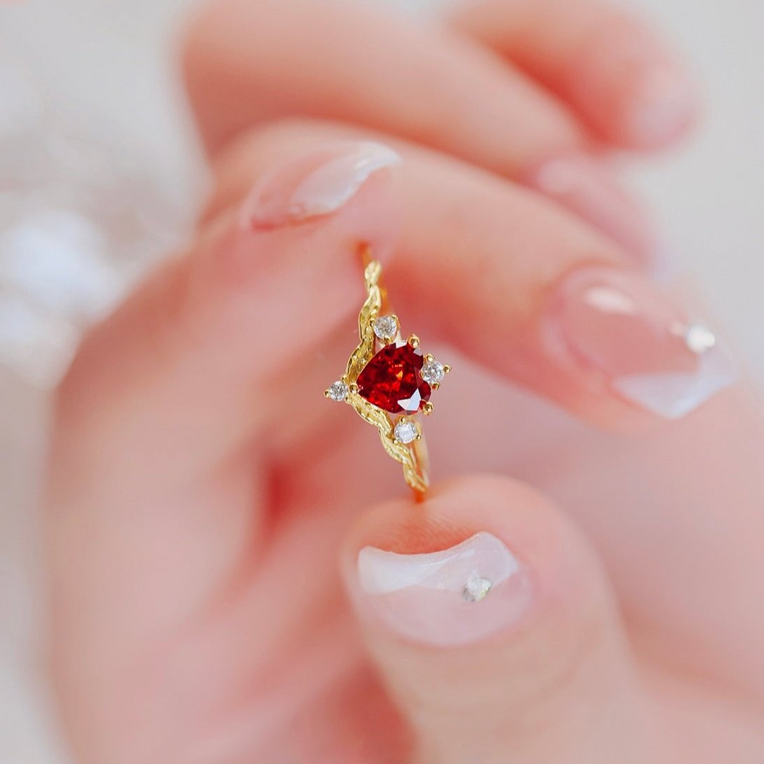 Ruby Heart Tiara Ring
