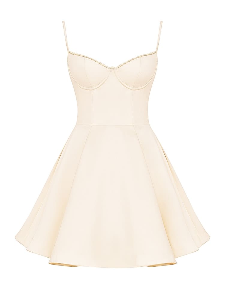 Cream Tulle Mini Dress