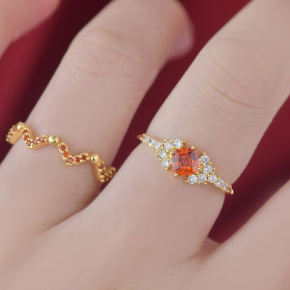 Scarlet Chevron Ring