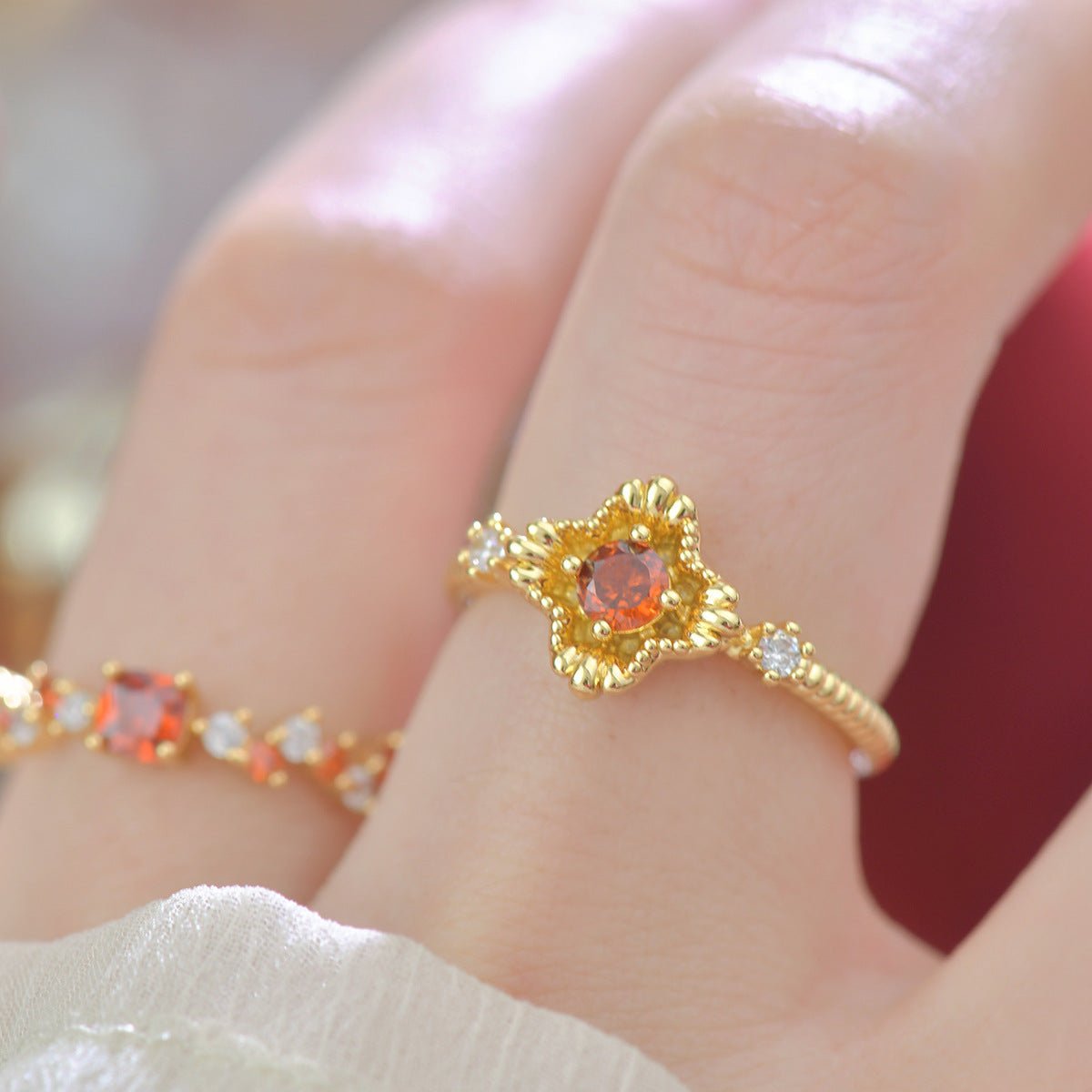Scarlet Sunflare Ring