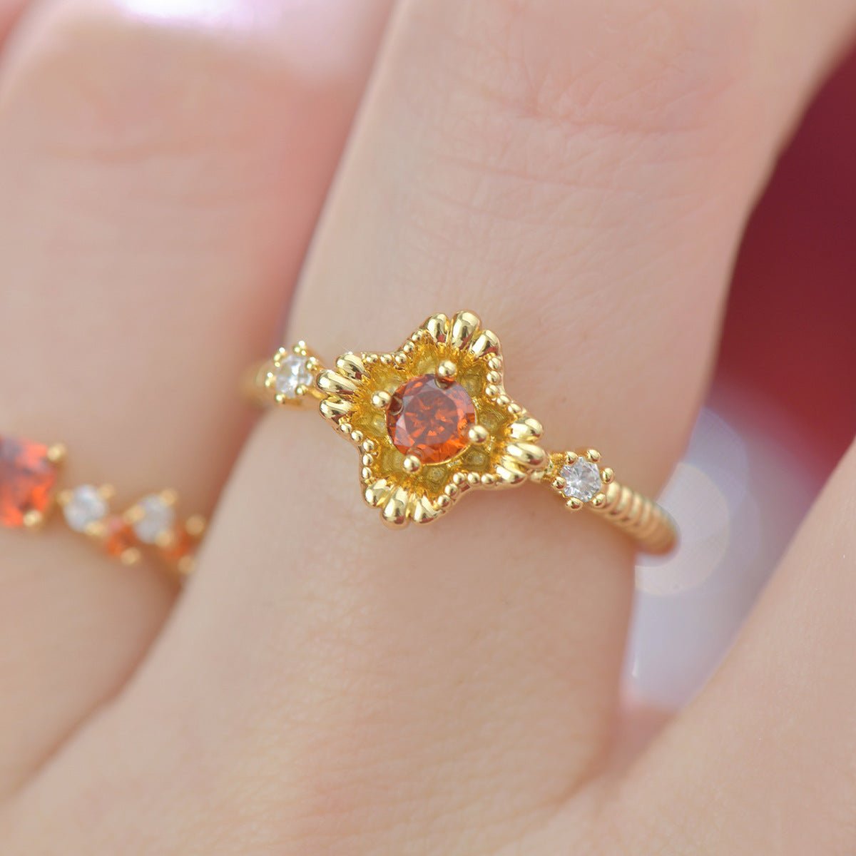 Scarlet Sunflare Ring