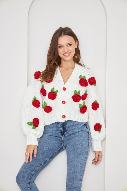 Selena Rose Knit Sweater Cardigan