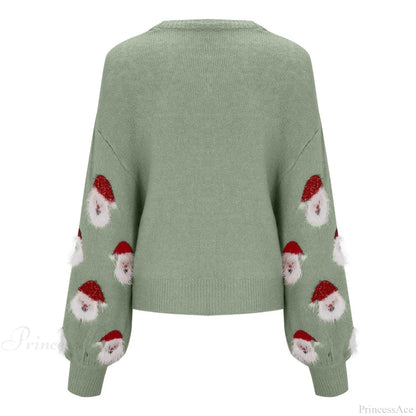 Sequin Long Sleeve Blouse With Santa Claus Hoodie Christmas Sweater