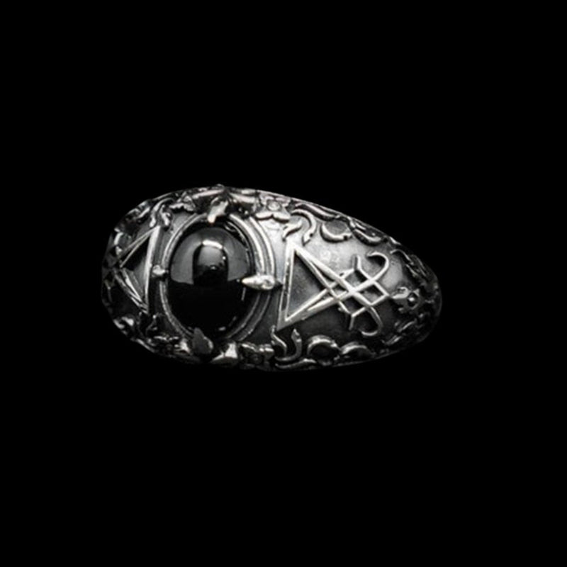 Sigil of Lucifer Black Gem Ring