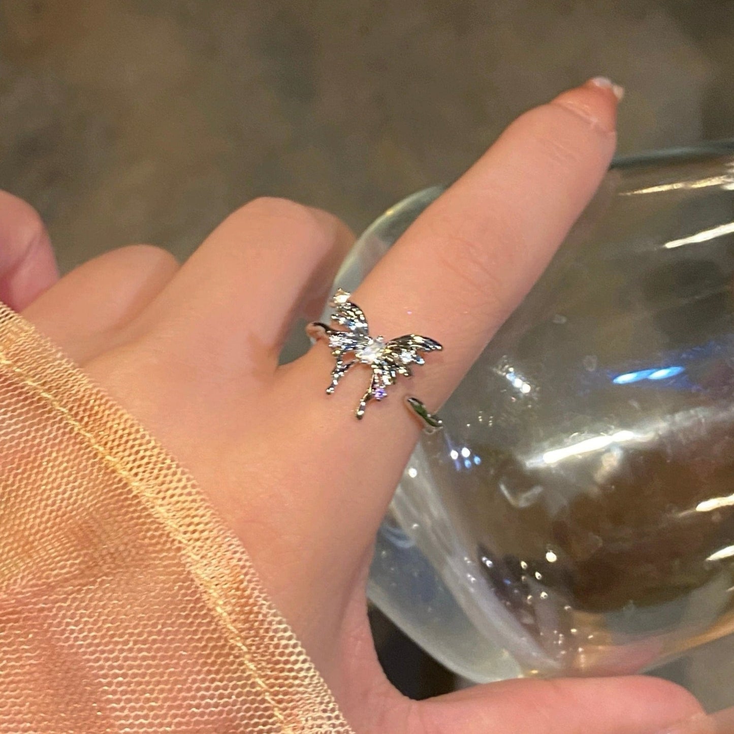 [] Lana Silver Butterfly Ring