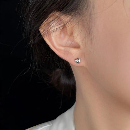 Silver Heart Stud Earrings