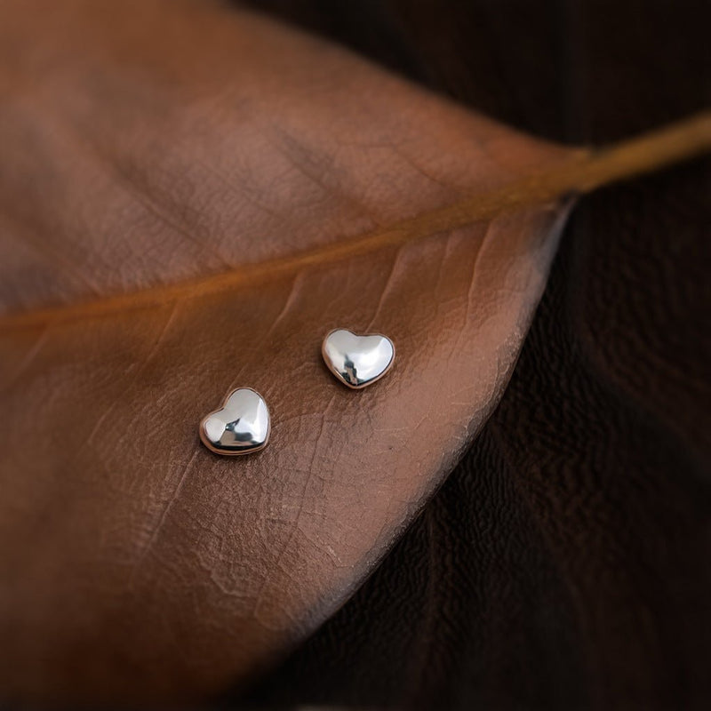 Silver Heart Stud Earrings