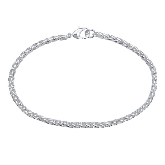 Silver 3.2mm Thick Ponytail/foxtail/wheat Weave Chain Bracelet