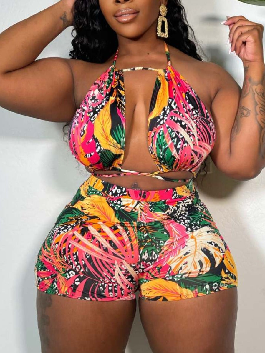 Print Bandage Design Shorts Set Ar5086