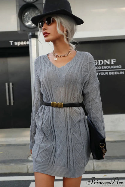 Cable-knit Wool Mini Dress