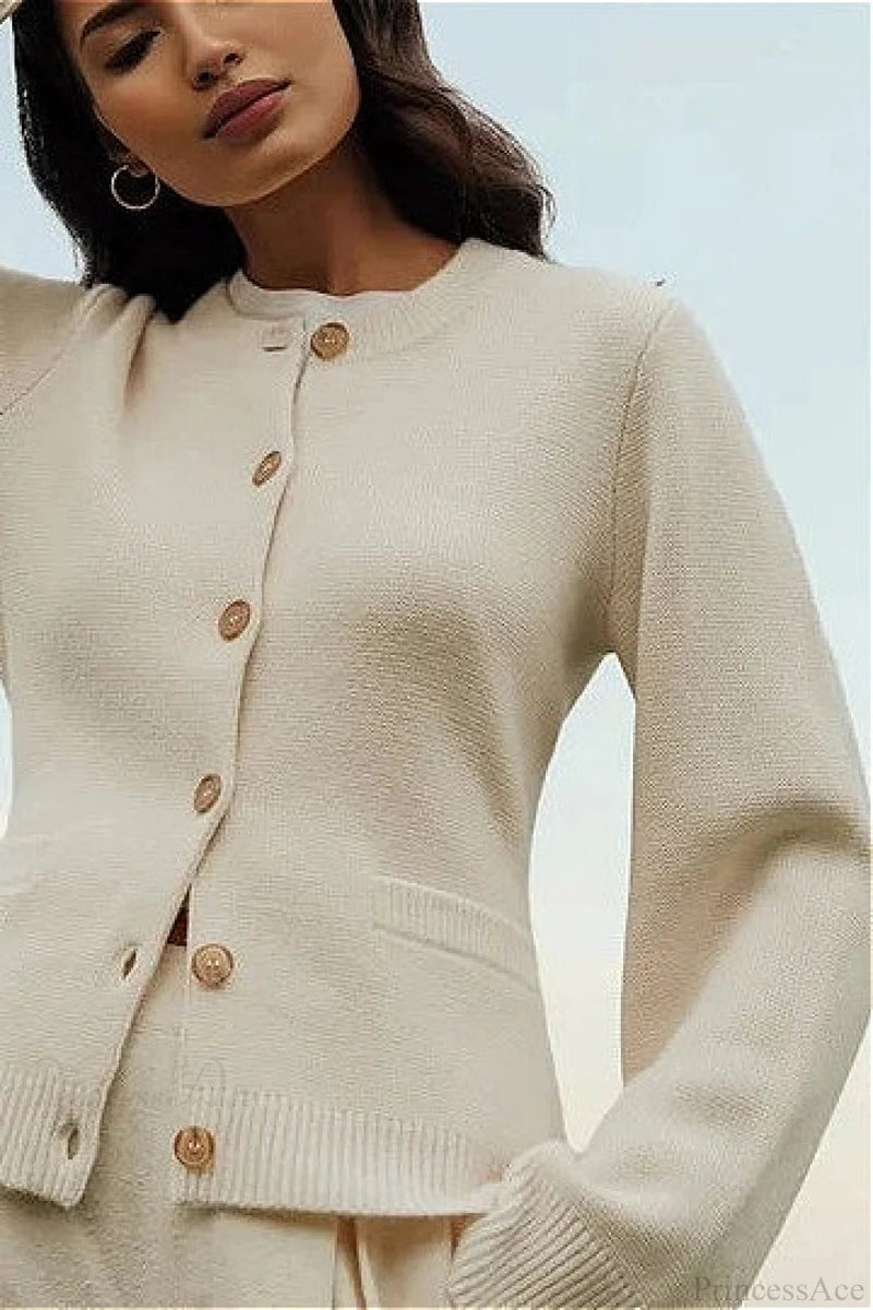 Cinched Waist Minimal Cardigan Sweater