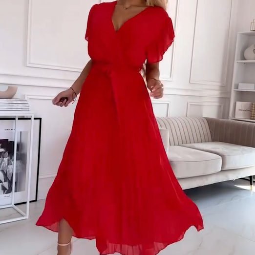 Amanda - V-neck Pleated Maxi Dress
