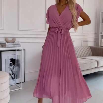 Amanda - V-neck Pleated Maxi Dress