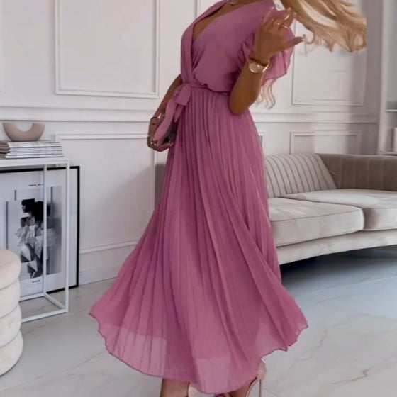 Amanda - V-neck Pleated Maxi Dress