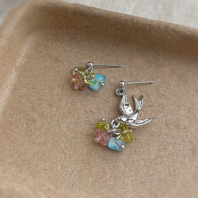 Spring Bird Quartz Earrings