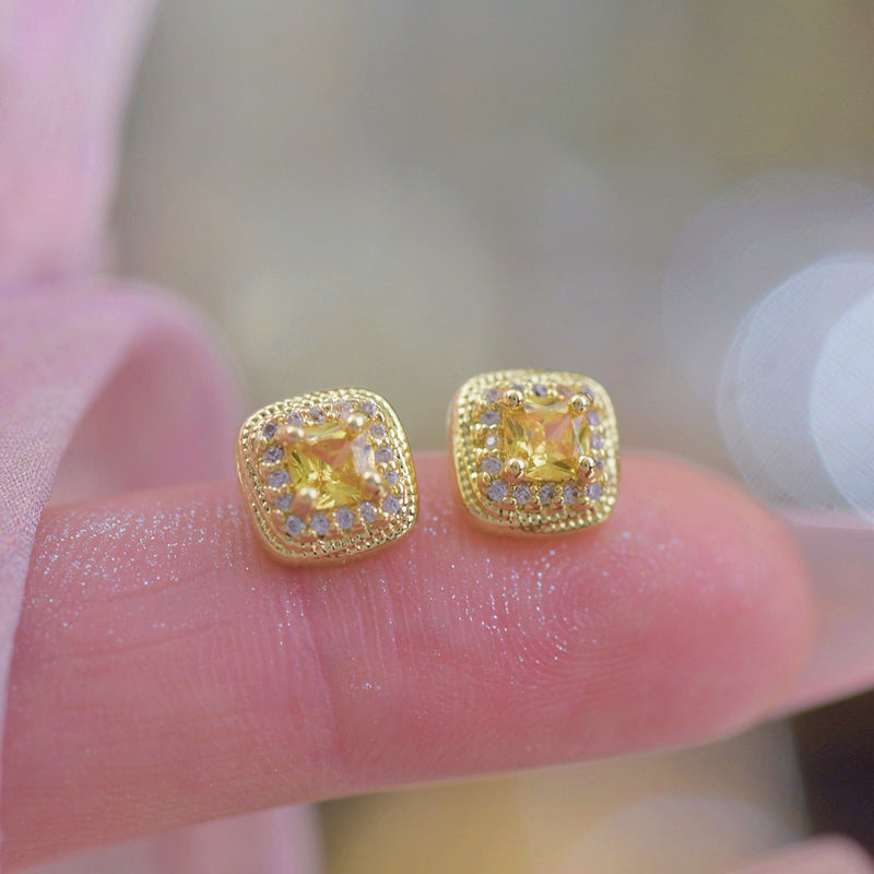 Sunlight Halo Stud Earrings