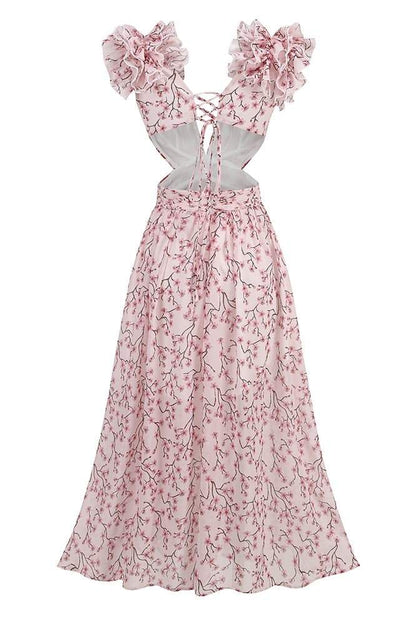 Suzanne Printed Cut-out Maxi Dress