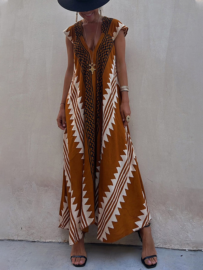 Beach Dates Print A-line Maxi Dress