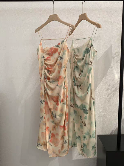 Print Ruched Midi Dress