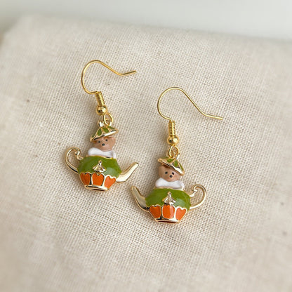 Teddy at Tea Time Earrings