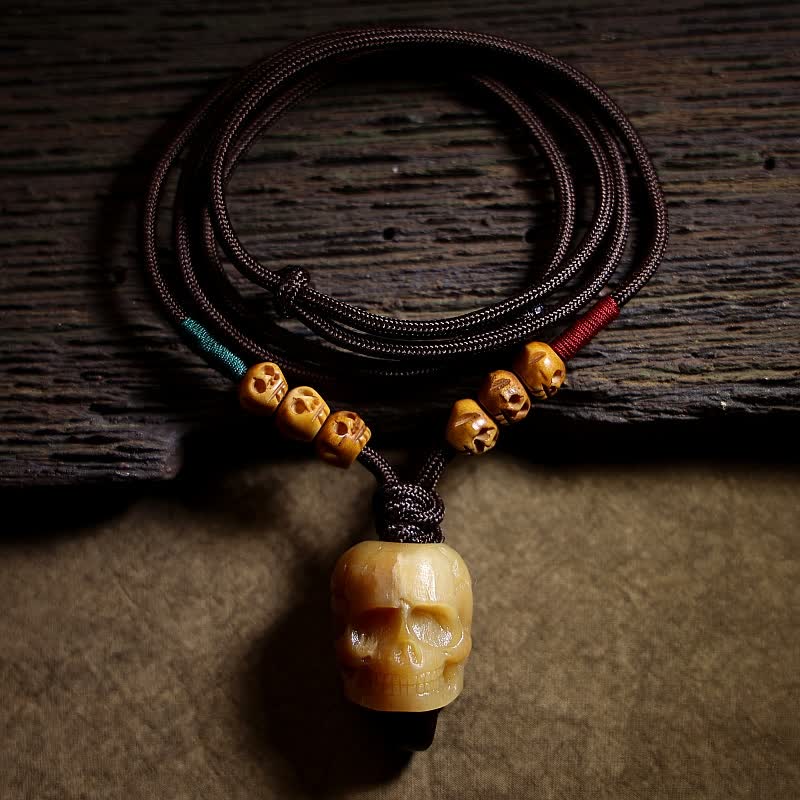 Tibetan Camel Bone Skull Protection Necklace 50cm