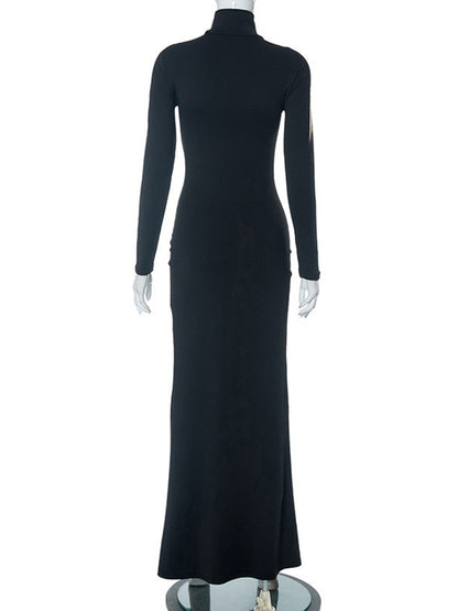 Long Sleeves Printed Slim Maxi Dress