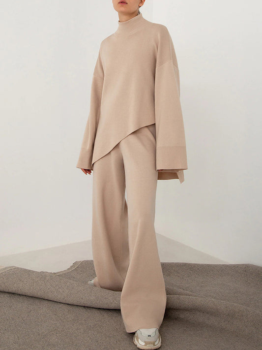 Knitted Long Sleeves Sweater and Pants Two Pieces Sets