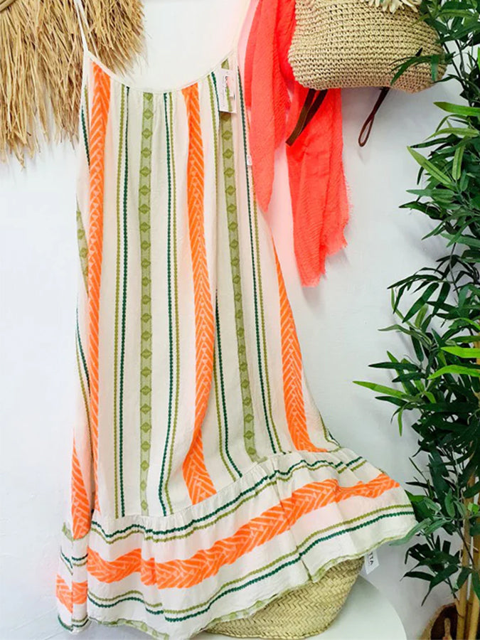 Geometric Printed Sleeveless Holiday Maxi Dress