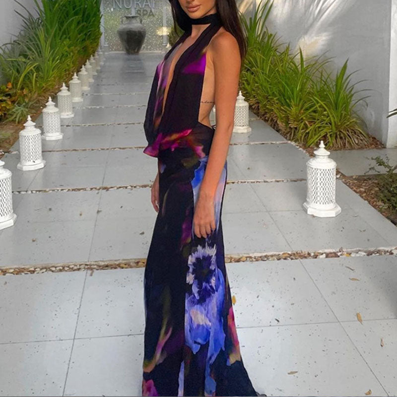 Printed Holiday Maxi Dress