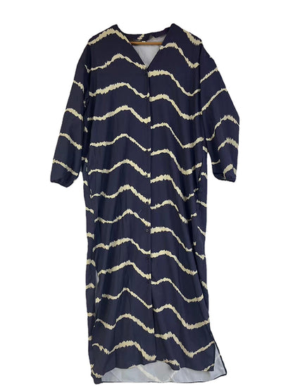 Long Sleeves V Neck Printed Maxi Dress