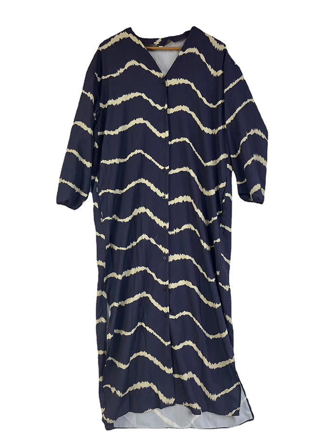 Long Sleeves V Neck Printed Maxi Dress