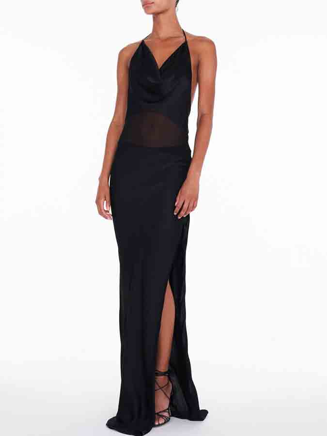 Blackless Slit Maxi Dress