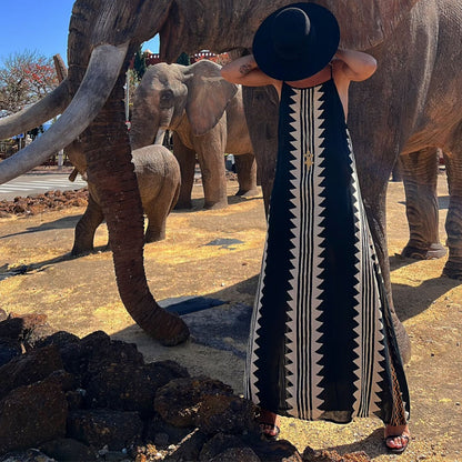 Printed Holiday Sleeveless Maxi Dress