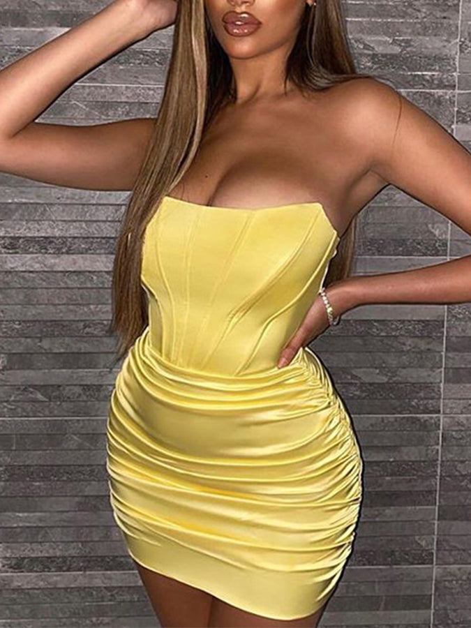 Off Shoulder Croset Slim Mini Dress