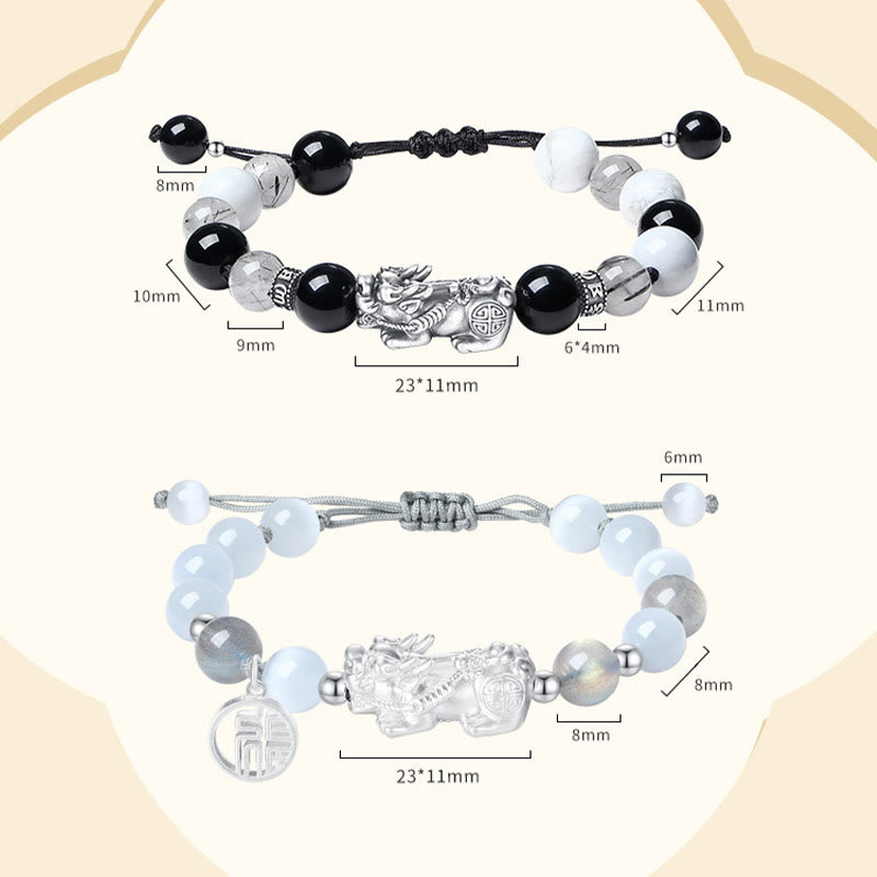 999 Sterling Silver Black Obsidian Bracelet for Luck