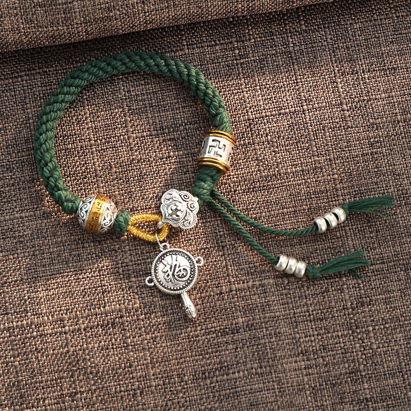 Tibetan Om Mani Padme Hum Fu Luck Braided Bracelet