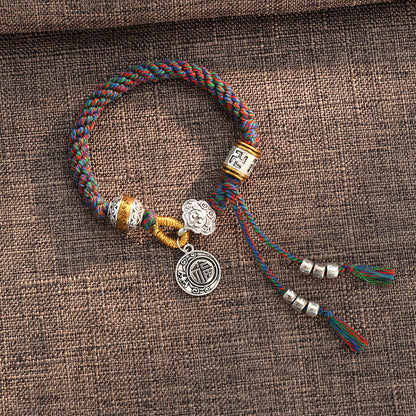 Tibetan Om Mani Padme Hum Fu Luck Braided Bracelet